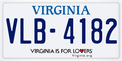 VA license plate VLB4182