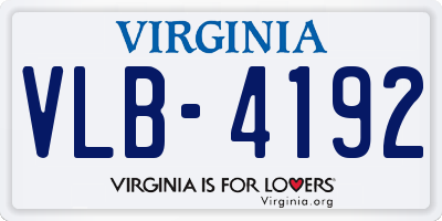 VA license plate VLB4192
