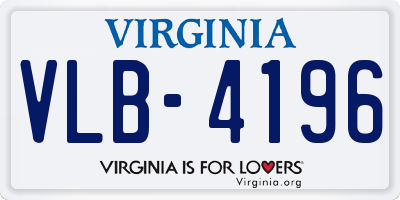 VA license plate VLB4196
