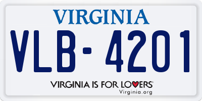 VA license plate VLB4201