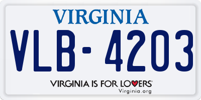 VA license plate VLB4203