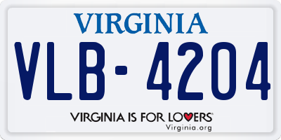 VA license plate VLB4204