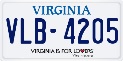 VA license plate VLB4205