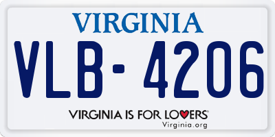 VA license plate VLB4206
