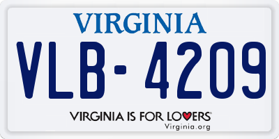 VA license plate VLB4209