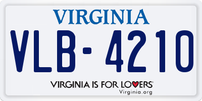 VA license plate VLB4210