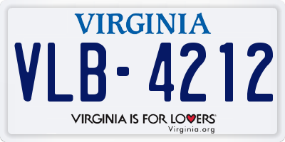 VA license plate VLB4212