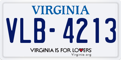 VA license plate VLB4213