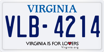 VA license plate VLB4214