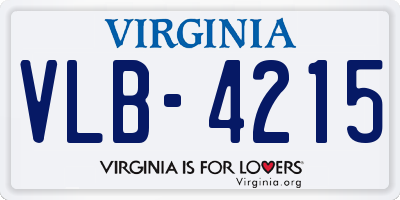 VA license plate VLB4215