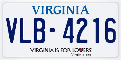 VA license plate VLB4216