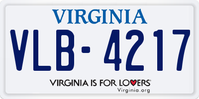 VA license plate VLB4217