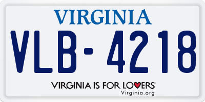 VA license plate VLB4218