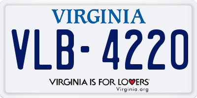 VA license plate VLB4220
