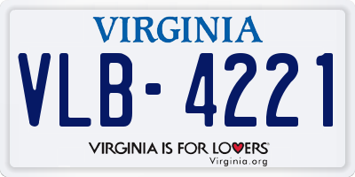 VA license plate VLB4221
