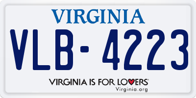 VA license plate VLB4223