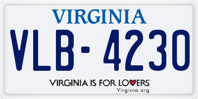 VA license plate VLB4230