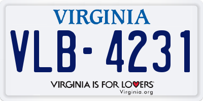 VA license plate VLB4231