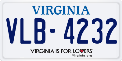 VA license plate VLB4232