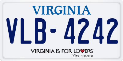 VA license plate VLB4242