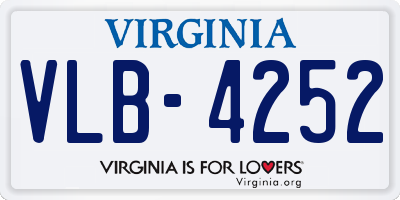 VA license plate VLB4252