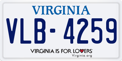 VA license plate VLB4259