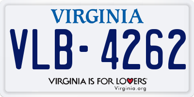 VA license plate VLB4262