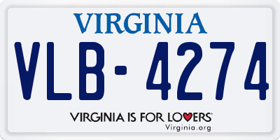 VA license plate VLB4274