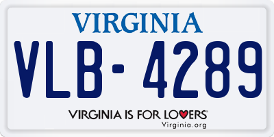 VA license plate VLB4289
