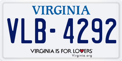 VA license plate VLB4292