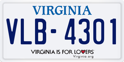 VA license plate VLB4301