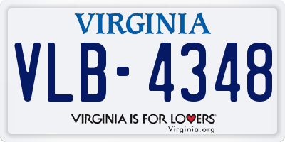 VA license plate VLB4348
