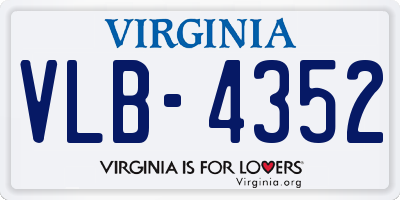 VA license plate VLB4352