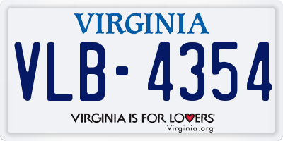 VA license plate VLB4354