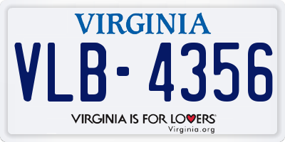 VA license plate VLB4356