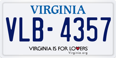 VA license plate VLB4357