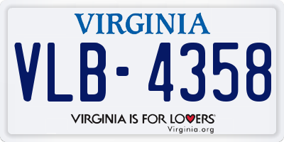 VA license plate VLB4358