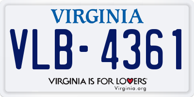 VA license plate VLB4361
