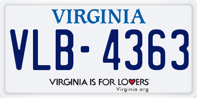 VA license plate VLB4363