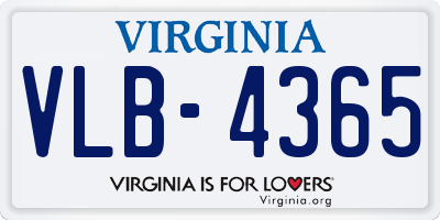VA license plate VLB4365