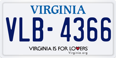 VA license plate VLB4366