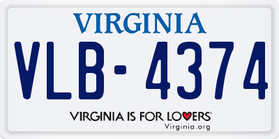 VA license plate VLB4374