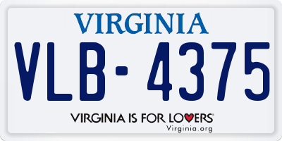 VA license plate VLB4375