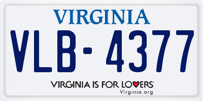VA license plate VLB4377