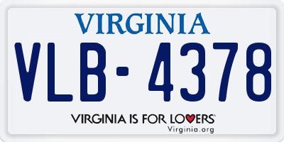 VA license plate VLB4378