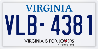 VA license plate VLB4381