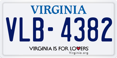 VA license plate VLB4382
