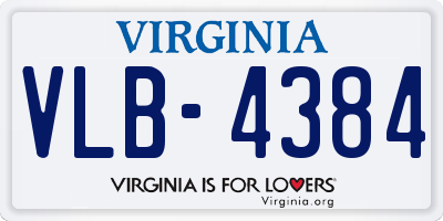 VA license plate VLB4384