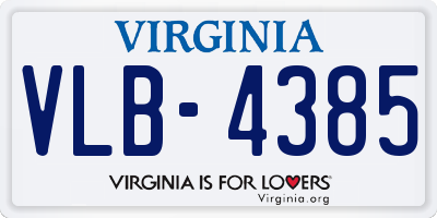 VA license plate VLB4385
