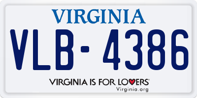 VA license plate VLB4386
